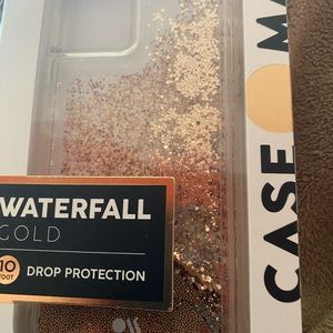 Phone case, light, pink glitter water fall